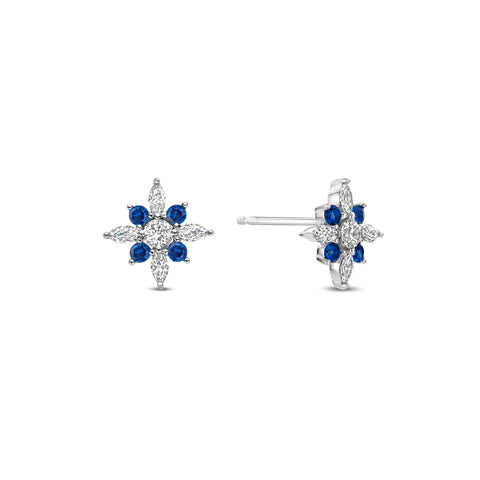 Cercei tip stift din argint sterling cu zirconiu albastru - E20611BL