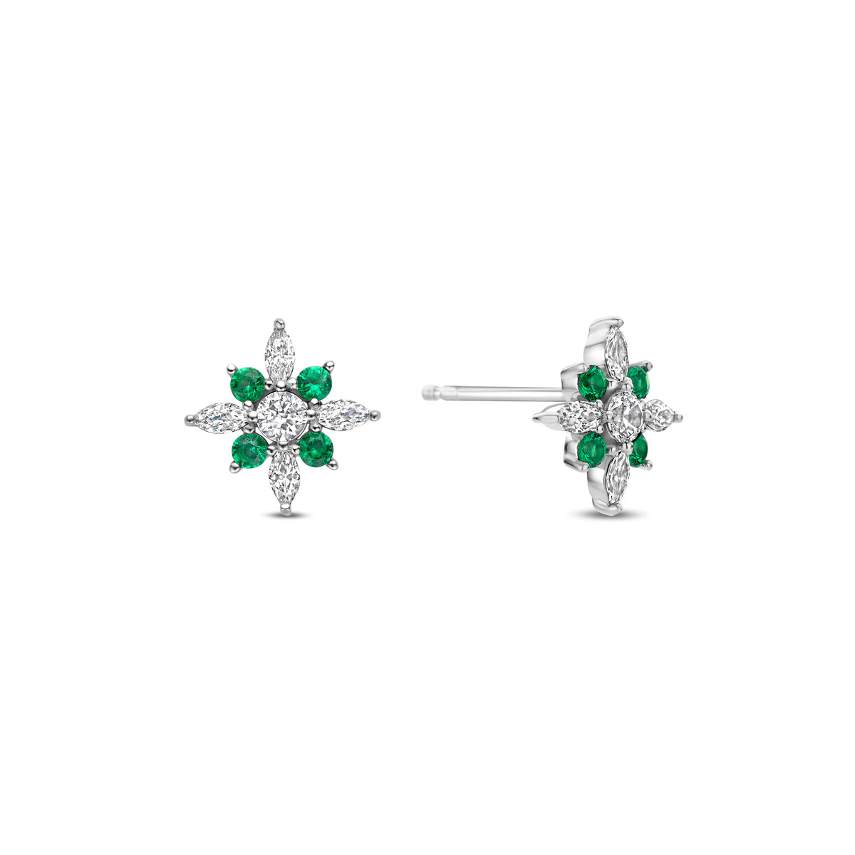 Cercei tip stift din argint sterling cu zirconiu verde - E20611G