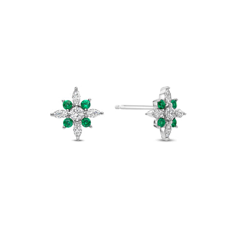 Cercei tip stift din argint sterling cu zirconiu verde - E20611G