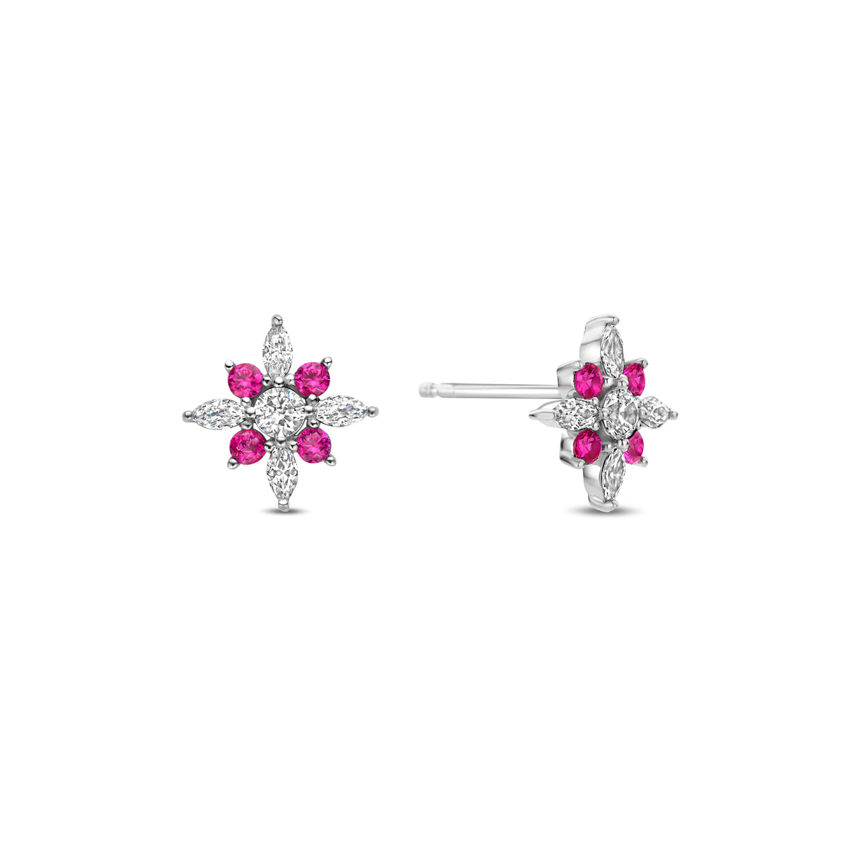 Cercei tip stift din argint sterling cu zirconiu rosu - E20611R