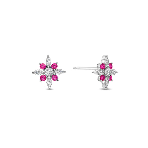 Cercei tip stift din argint sterling cu zirconiu rosu - E20611R