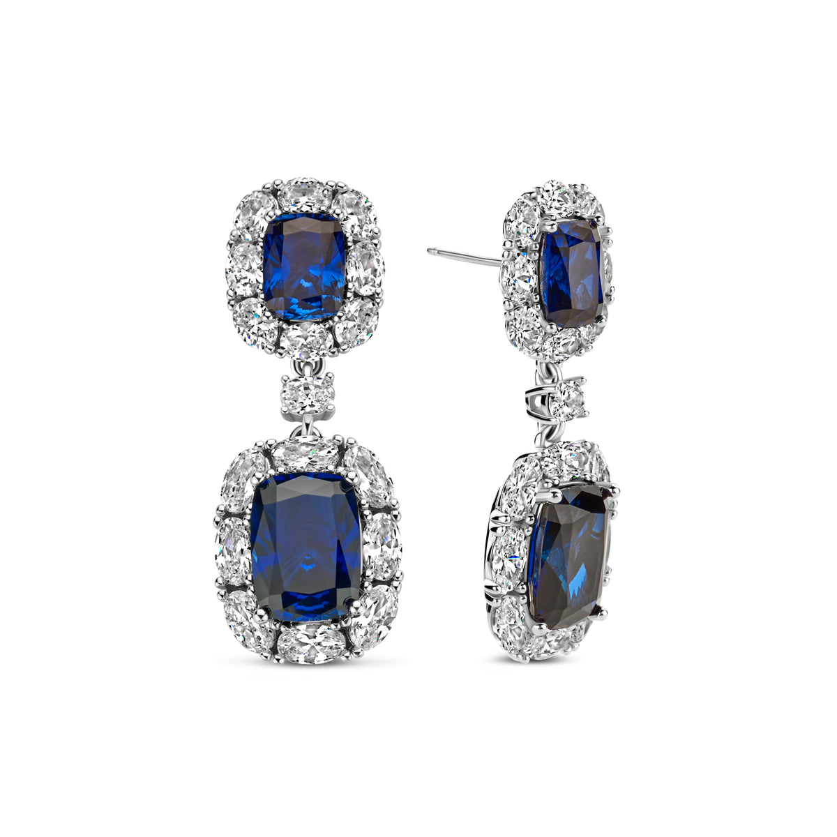 Cercei scurti din argint sterling cu zirconiu albastru - HB21E2009ABL-1