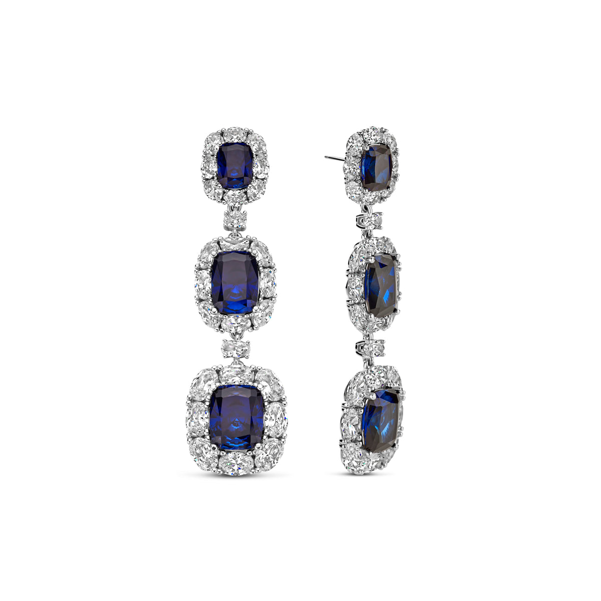 Cercei lungi din argint sterling cu zirconiu albastru - HB21E2009ABL