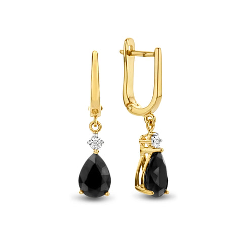 Cercei din aur galben cu safir și diamant E480-33834B-SA-YW