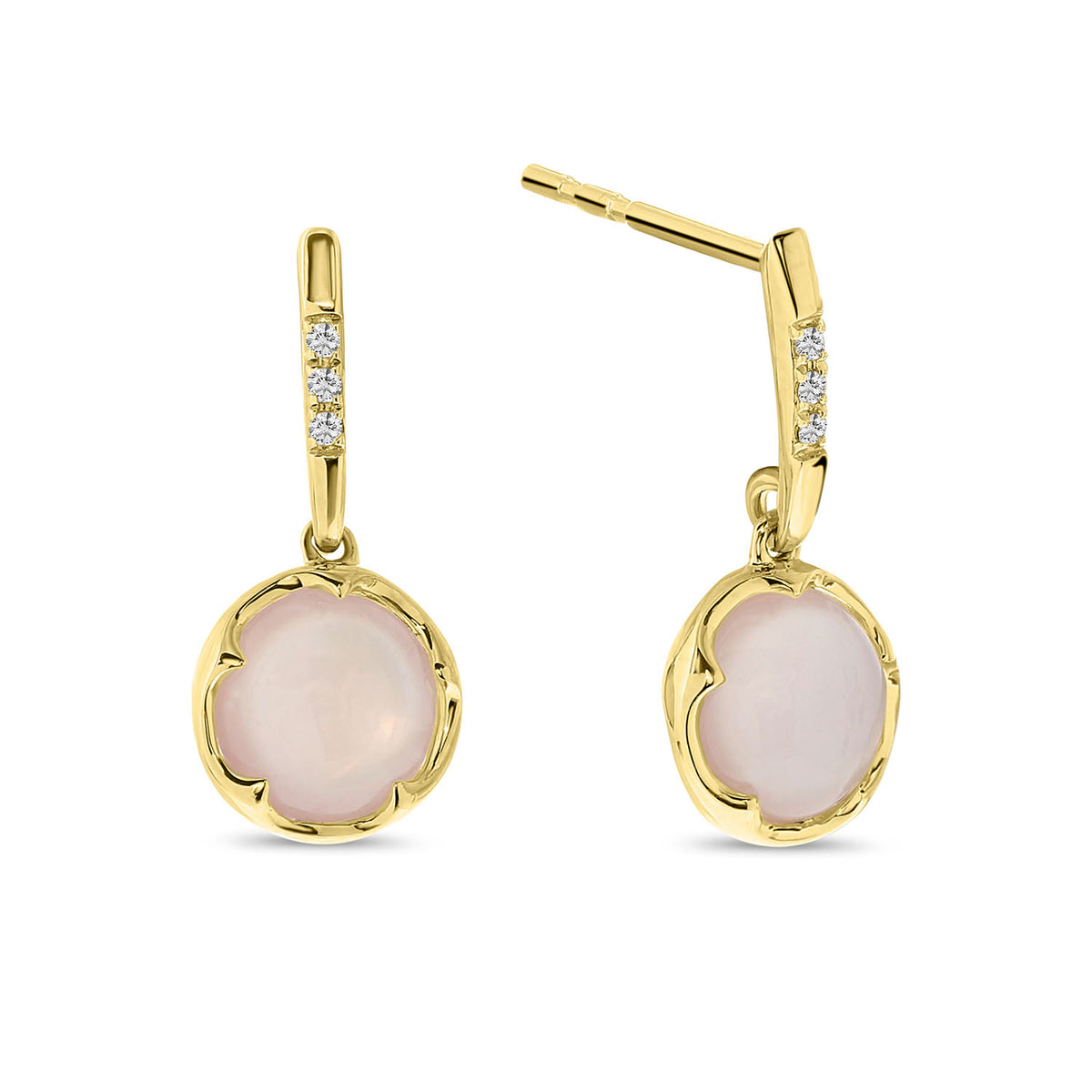Cercei din aur galben cu cuarț roz și diamante E480-EC040001ARH-RQZ-Y
