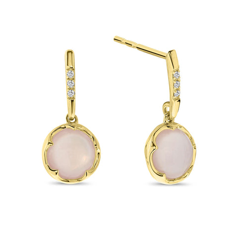 Cercei din aur galben cu cuarț roz și diamante E480-EC040001ARH-RQZ-Y