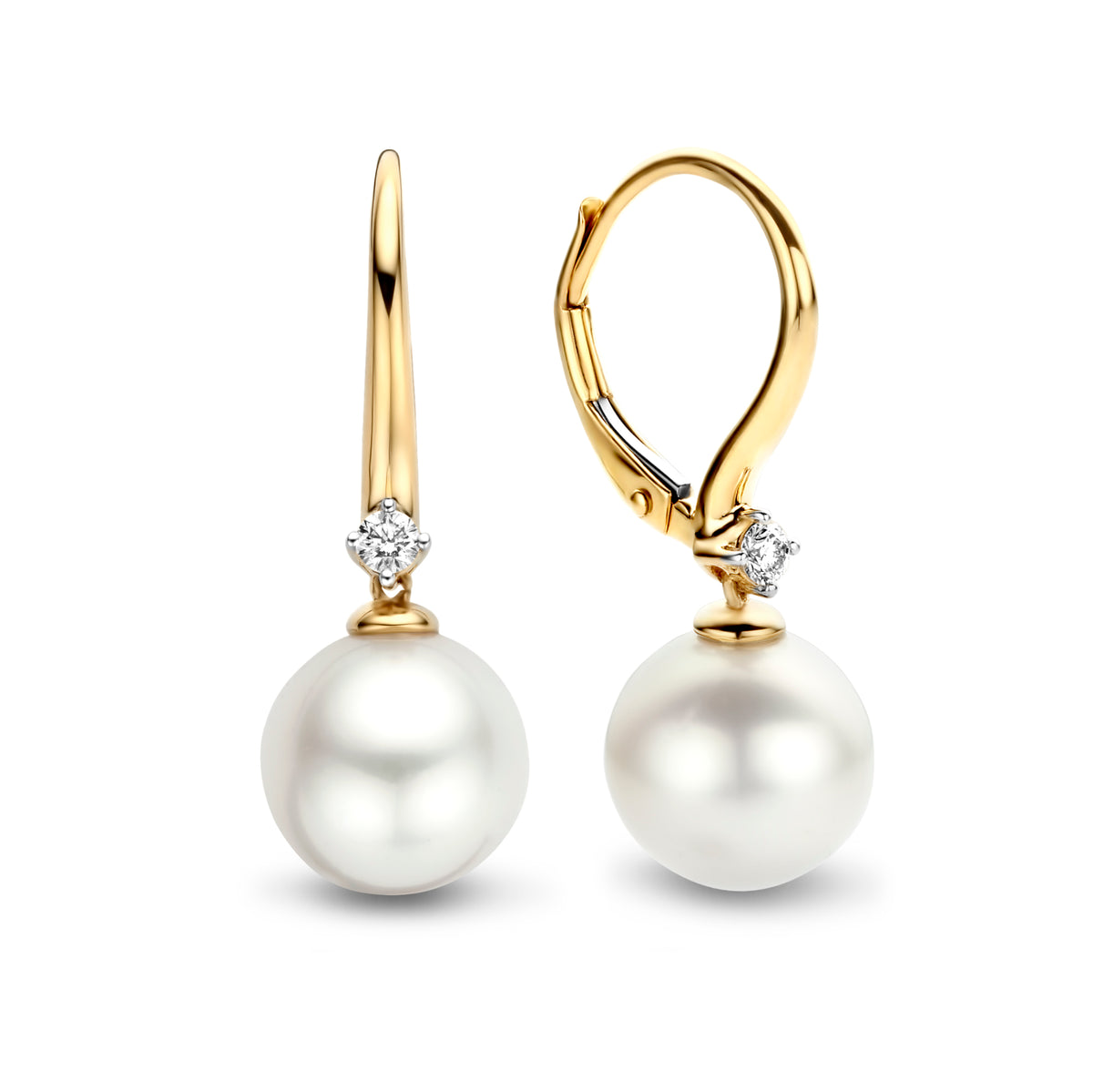 Cercei din aur galben cu perle și diamante E480-EG020024BWP-PR-Y