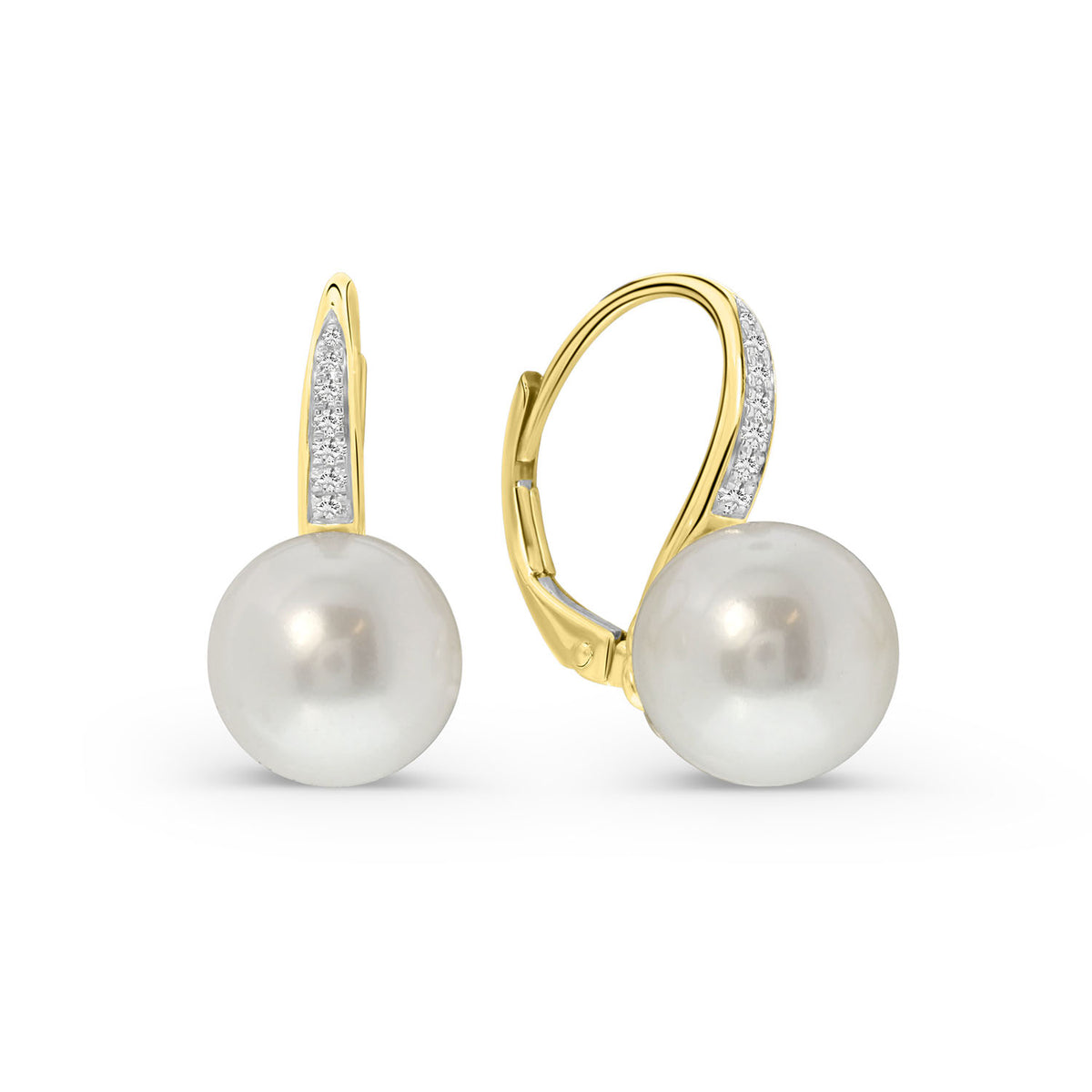 Cercei din aur galben cu perla si diamante E480-EG020026BWP-Y