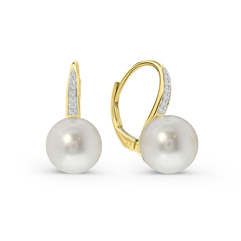 Cercei din aur galben cu perla si diamante E480-EG020026BWP-Y