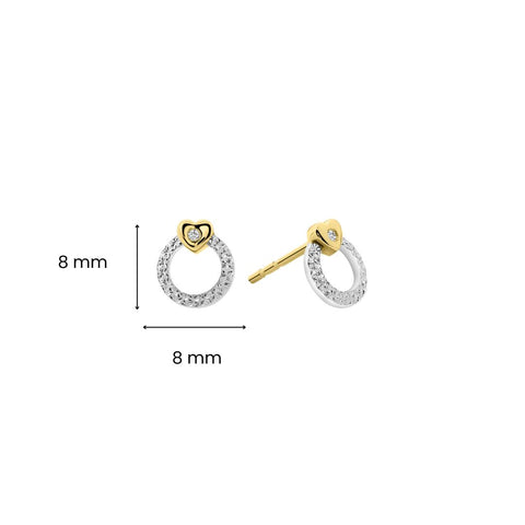Cercei rotunzi din aur galben cu inimă E480-EG470005ADI-YW
