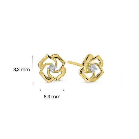 Cercei cu flori din aur galben cu diamante E480-EO180111ADI-YW