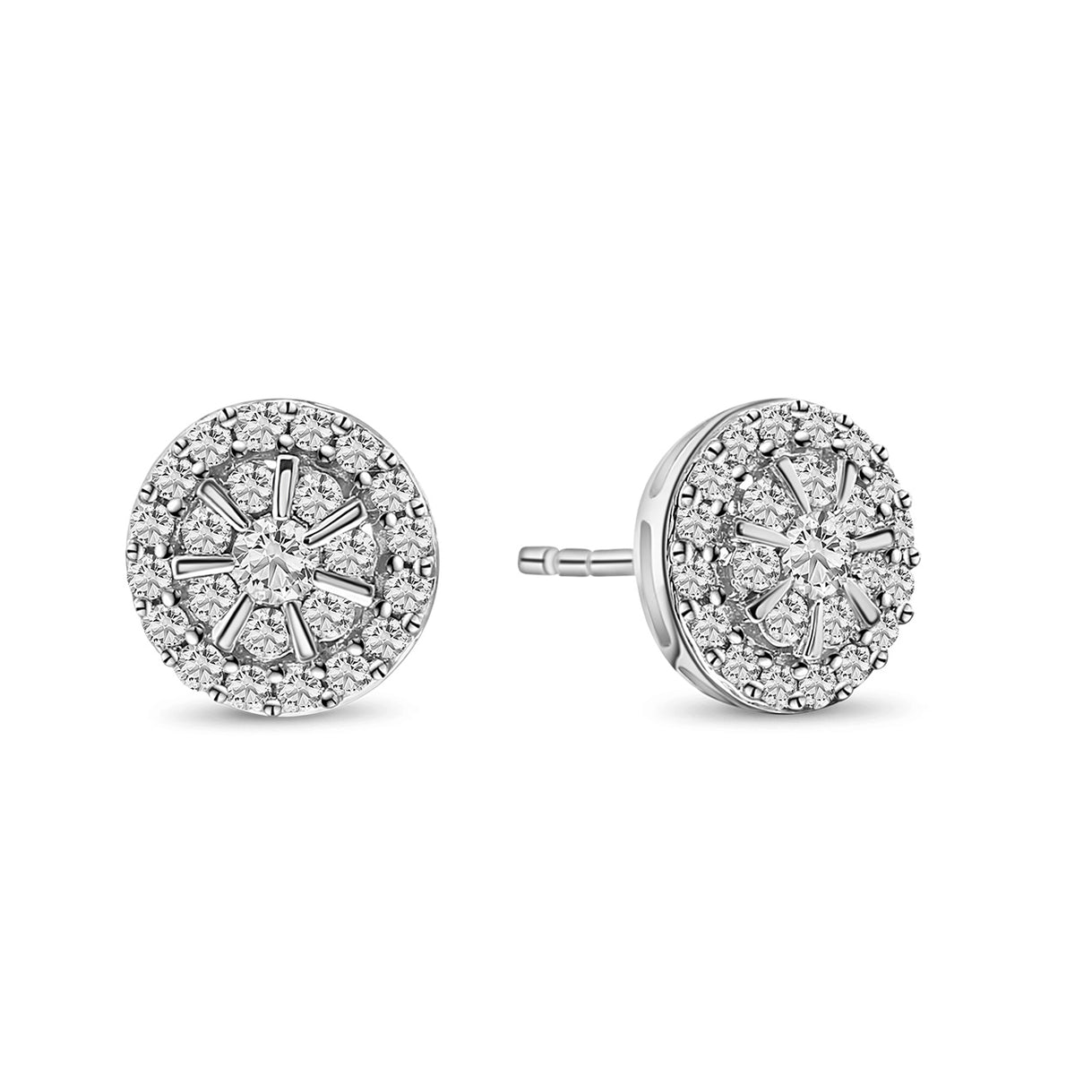 Cercei rotunzi din aur alb cu diamante E513-EP-04239-W