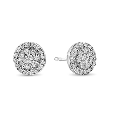 Cercei rotunzi din aur alb cu diamante E513-EP-04239-W