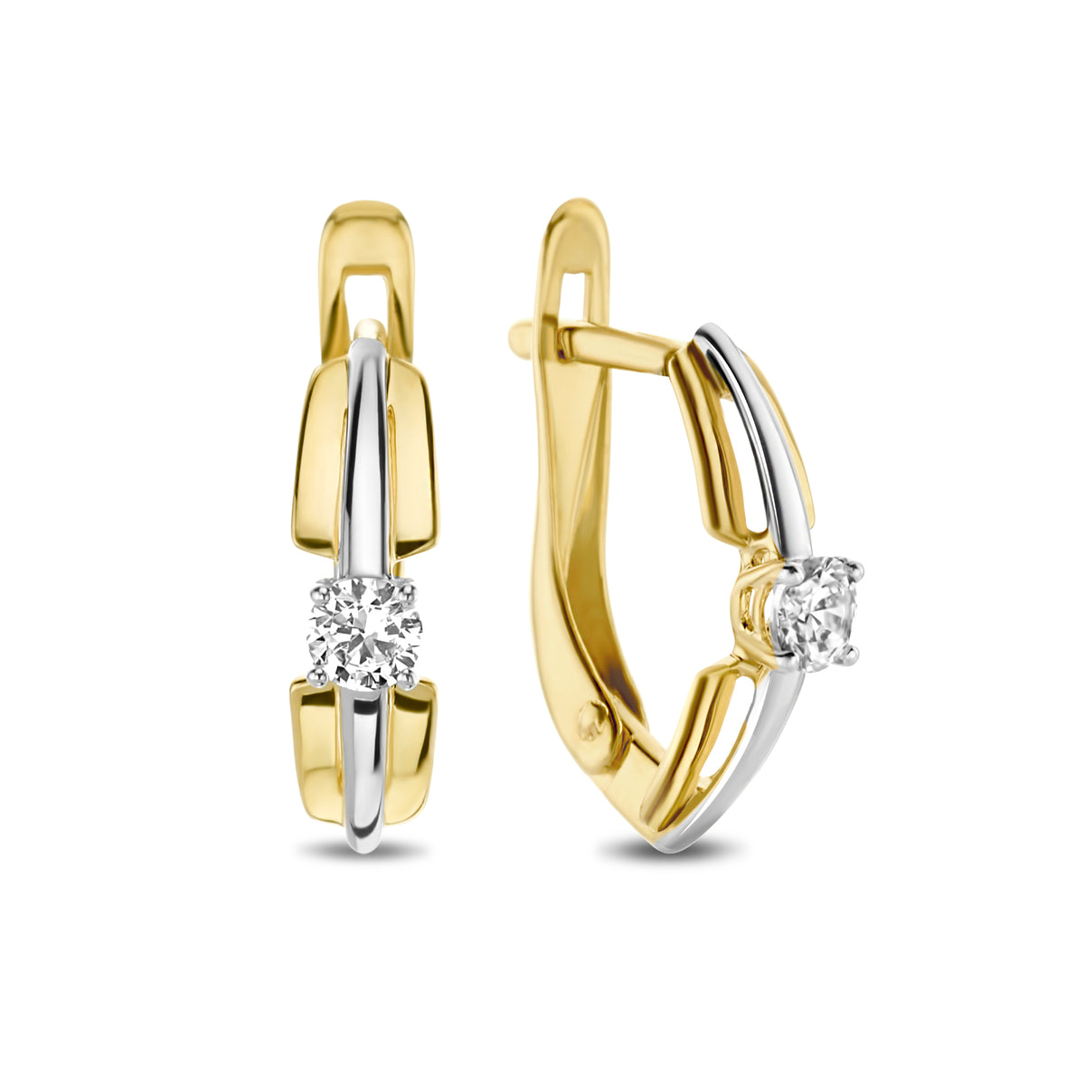 Cercei bicolori cu zirconiu 60246-Z
