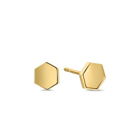 Cercei tip știft hexagonal din aur galben E515-LEA0047-Y