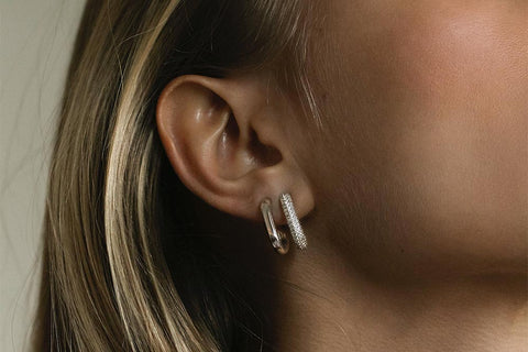 Cercei Capri Piccolo din argint sterling cu zirconiu - SJ-E62009-CZ-SS