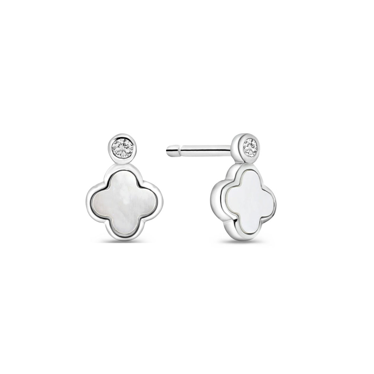 Cercei tip clover din argint sterling cu diamante cultivate in laborator - SE3396