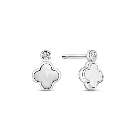 Cercei tip clover din argint sterling cu diamante cultivate in laborator - SE3396