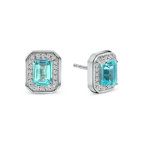 Cercei cu cuart si diamant cultivat in laborator - SET657-E