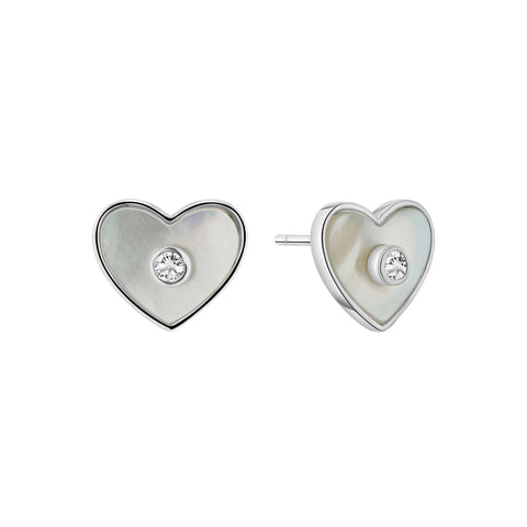 Cercei tip inima din argint sterling cu sidef - YE03079