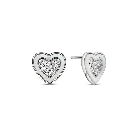 Cercei tip inima din argint sterling cu diamante cultivate in laborator - YE03080