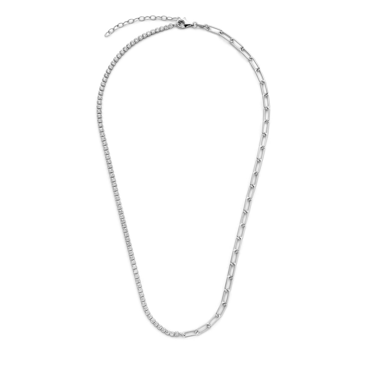 Colier de margele de argint cu zirconiu