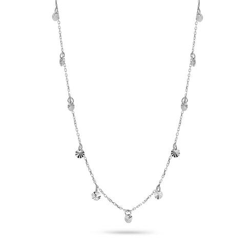 Disc cu lanț din aur alb tăiat cu diamant N122-VX5FOR12N0377-DC-W