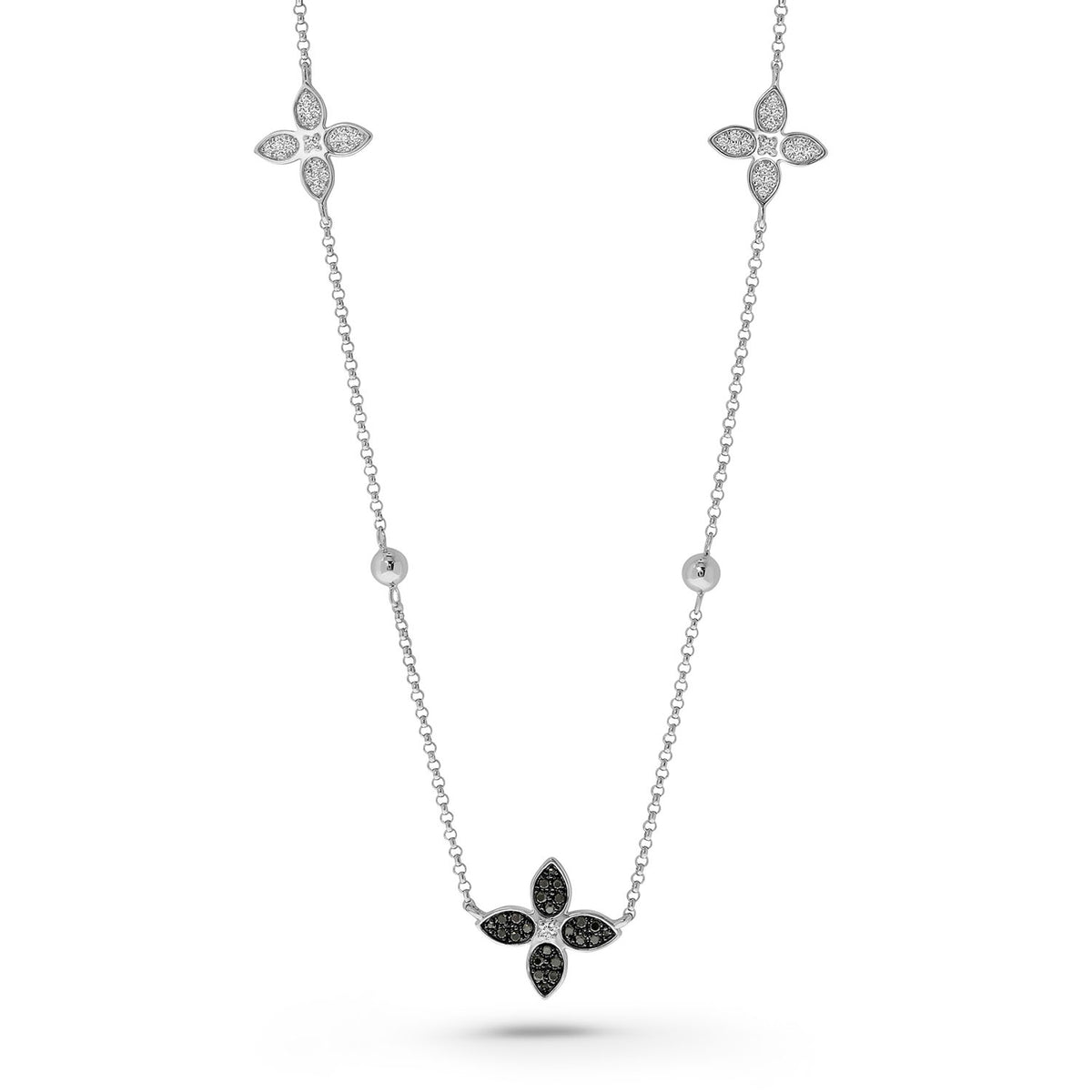 Colier cu trifoi din aur alb cu diamante N136-180XN01303-WBDIA-W