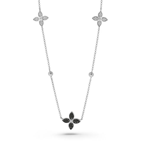 Colier cu trifoi din aur alb cu diamante N136-180XN01303-WBDIA-W