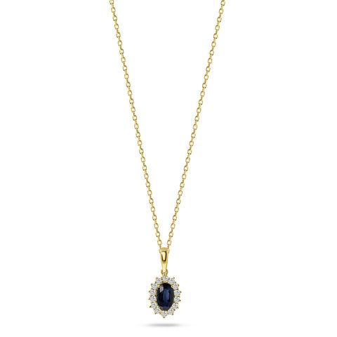 Colier din aur galben cu diamant și safir N138-PD32132-SA-Y