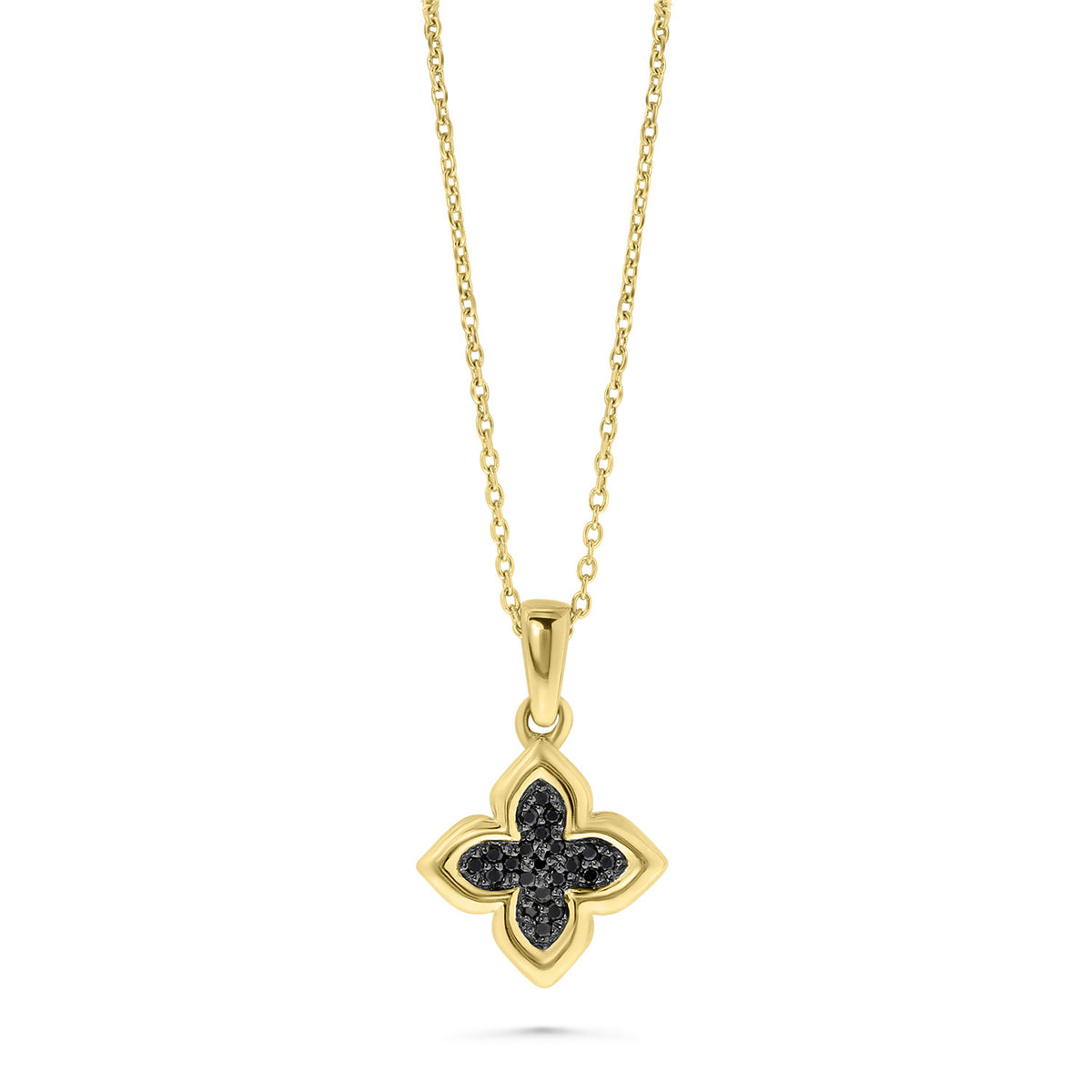 Colier cu trifoi din aur galben cu diamante negre N159-35701-BDI-Y