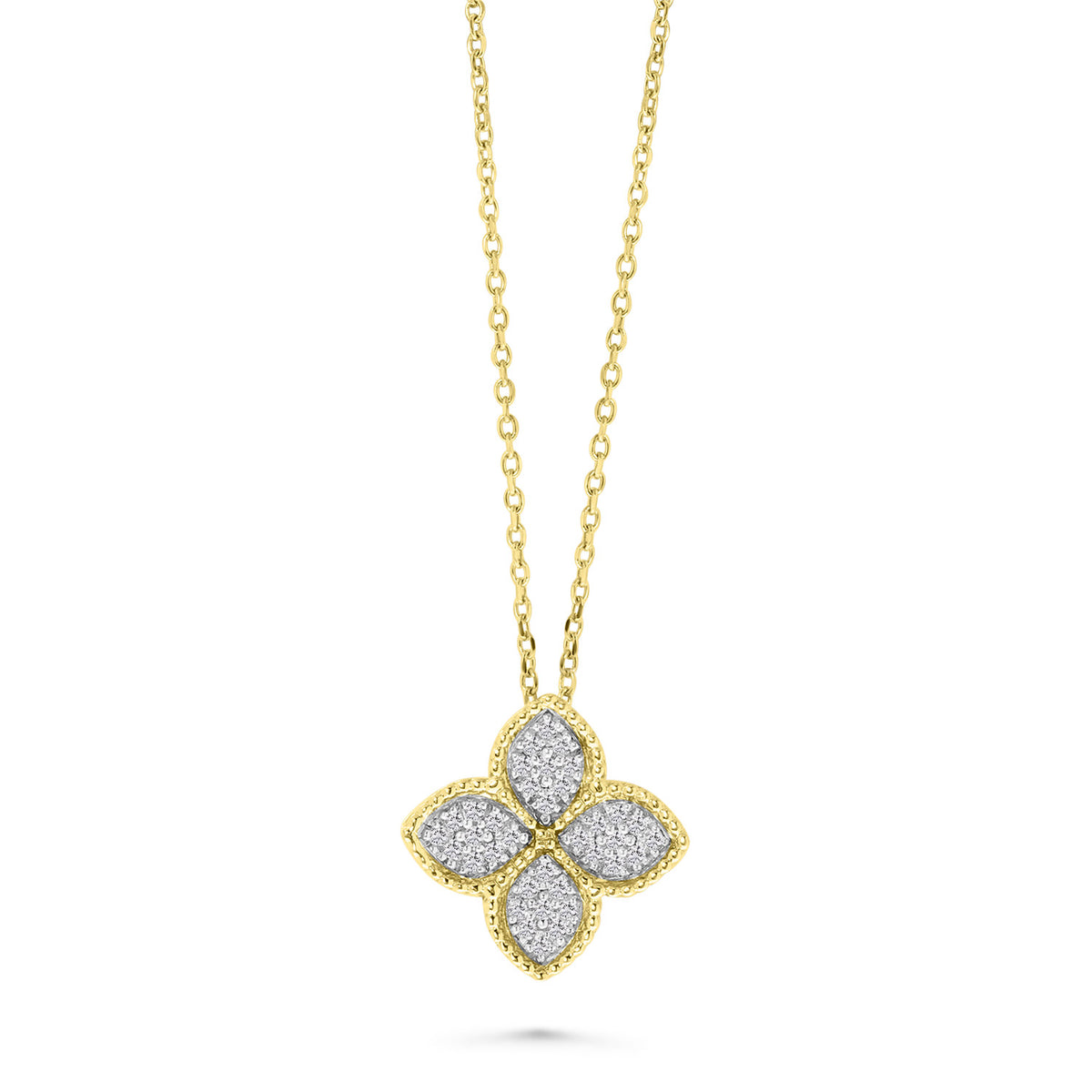 Colier trifoi din aur galben cu diamante N159-3581-WDI-Y