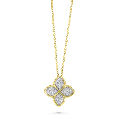Colier cu trifoi din aur galben cu diamante N159-3581-WDI-Y