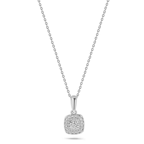 Colier din aur alb cu diamante cultivate în laborator N159-MILL0008-LG-W