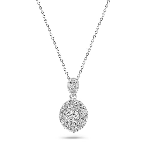 Colier din aur alb cu diamante cultivate în laborator N159-MILL0014-LG-W