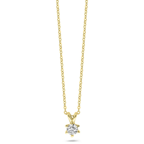 Colier solitar din aur galben cu diamant cultivat în laborator N159-P23KG0395C-LG-030-Y