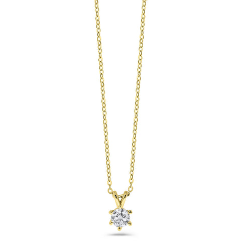 Colier solitar din aur galben cu diamant cultivat în laborator N159-P23KG0395D-LG-040-Y