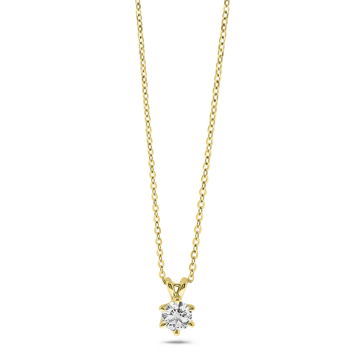 Colier solitar din aur galben cu diamant cultivat în laborator N159-P23KG0395E-LG-050-Y