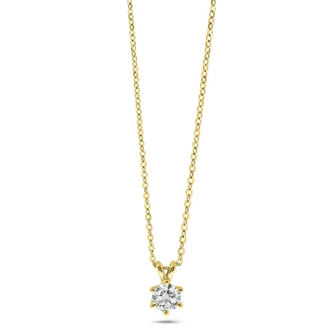 Colier solitar din aur galben cu diamant cultivat în laborator N159-P23KG0395E-LG-050-Y