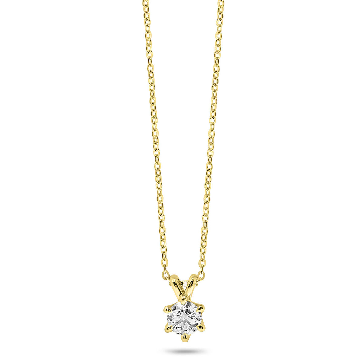 Colier solitar din aur galben cu diamant cultivat în laborator N159-P23KG0395F-LG-060-Y