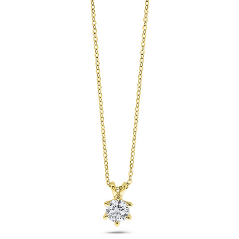Colier solitar din aur galben cu diamant cultivat în laborator N159-P23KG0395G-LG-070-Y