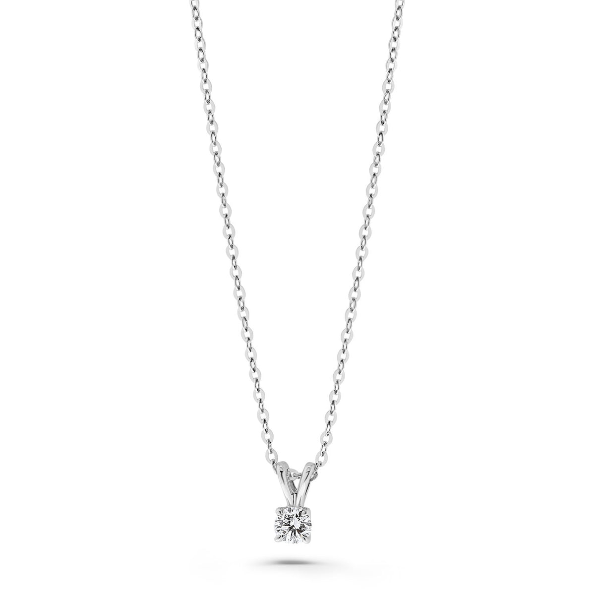 Colier solitar din aur alb cu diamant cultivat în laborator N159-P23MK0001-LG-015-W