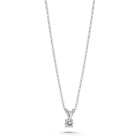 Colier solitar din aur alb cu diamant cultivat în laborator N159-P23MK0001-LG-015-W