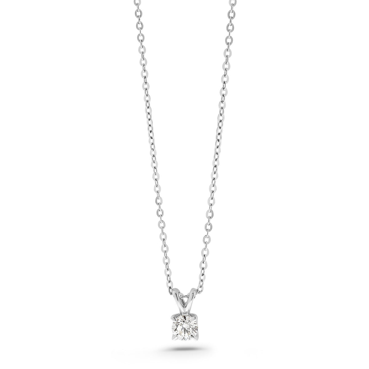 Colier din aur alb cu diamant solitaire cultivat în laborator N159-P23MK0001B-LG-030-W