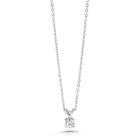 Colier din aur alb cu diamant solitaire cultivat în laborator N159-P23MK0001B-LG-030-W