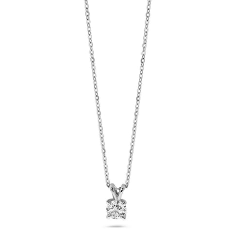 Colier solitar din aur alb cu diamant cultivat în laborator N159-P23MK0001C-LG-050-W