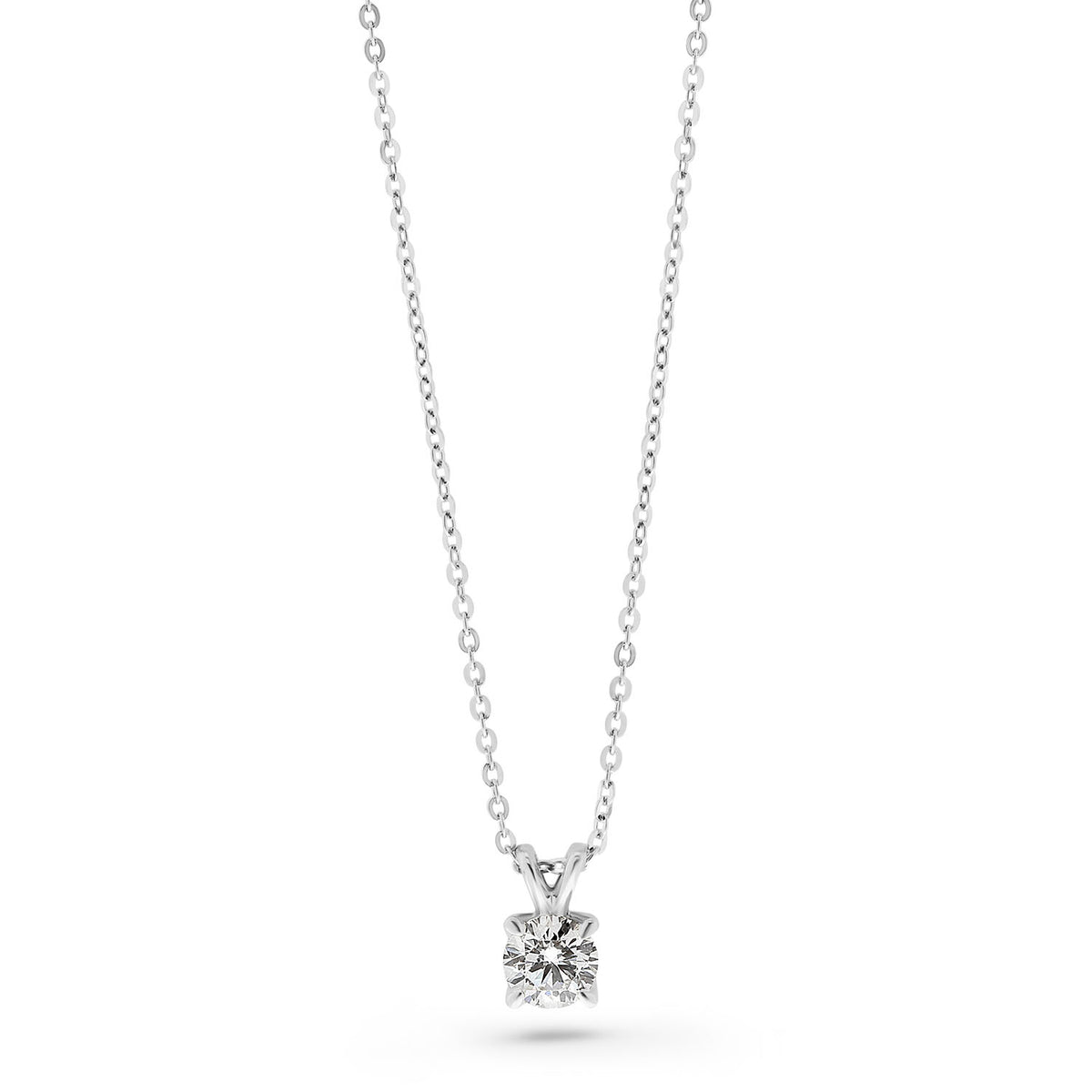Colier solitar din aur alb cu diamant cultivat în laborator N159-P23MK0001D-LG-060-W
