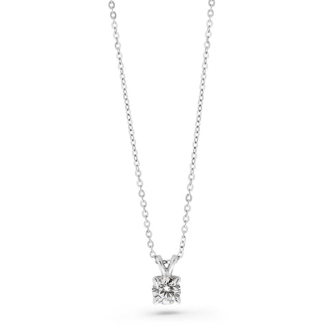 Colier solitar din aur alb cu diamant cultivat în laborator N159-P23MK0001D-LG-060-W