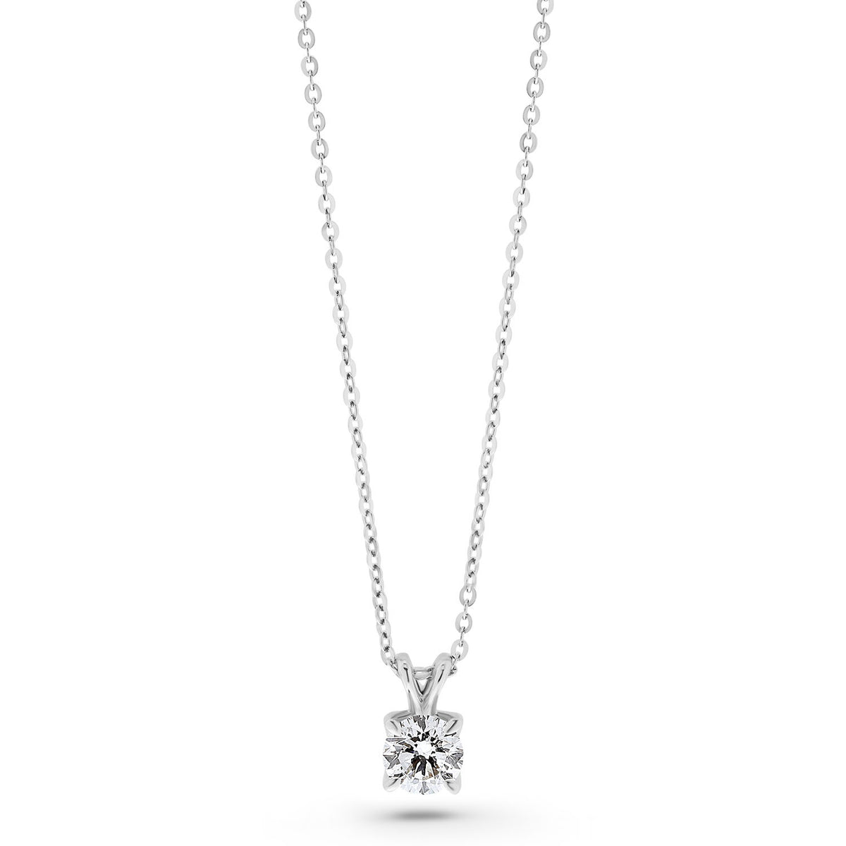 Colier solitar din aur alb cu diamant cultivat în laborator N159-P23MK0001E-LG-070-W