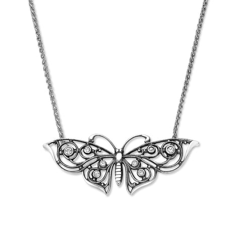 Colier din argint sterling cu fluture si Swarovski 65222-420